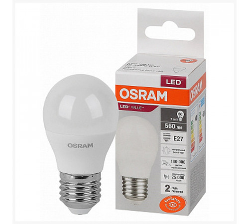 Лампа Osram светод. 7W E27 4000K 560Лм шар LED VANCE 4058075579835