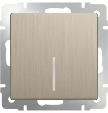 Выключатель 1-клавишный c подсветкой WL10-SW-1G-LED/W1110110 (шампань рифленый) 035614/051413