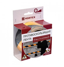 Лента противоскользящая сигнальная 50мм*5м черно-желтая VORTEX /24  24160