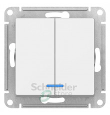 Выключатель 2-клавишный бел. с подсветкой, сх.5а 10AX SE ATN000153