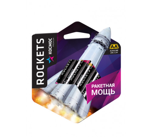 Элемент питания Космос LR6 (АА) 1,5V Alkaline BL4 ROCKETS Элемент питания Космос LR6 (АА) 1,5V Alkaline BL4 ROCKETS