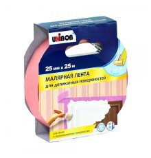 Лента малярная 25мм*25м розовый Unibob (для деликатных поверхностей)