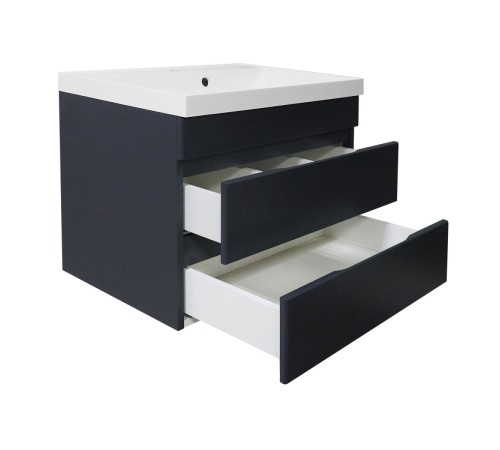 Комплект Azario Тумба Эстима 60/2 595х447х555 подвесная, с раковиной Астория 60, графит