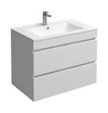 Подстолье подвесное Holler "Aura-80" (белый) с подсветкой 2 ящика 812х580х450 с раковиной