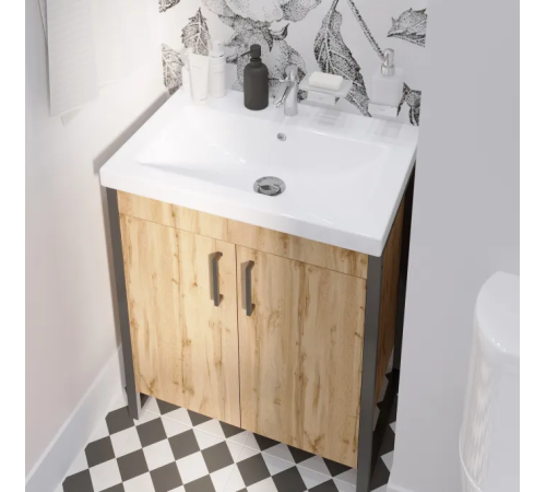 Тумба GRUNGE LOFT 70Н 2д. Дуб Вотан + раковина Como
