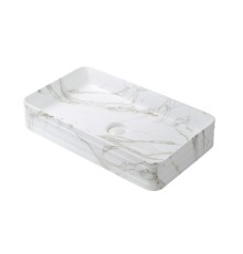 Раковина накладная HOLLER K-6275-SZ8 (665*375*120мм) белый мрамор