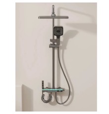 Душевая система 35к ПРОФСАН ПСМ-900-83GA клавиш.упр. лейка "Тропич. душ круг" + гигиен. лейка ГРАФИТ