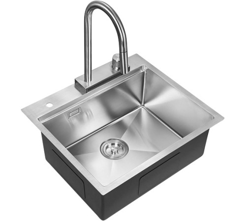 Milacio Мойка кухонная Denia 57 Steel со смесителем нержавеющая сталь