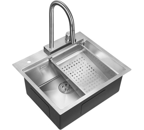 Milacio Мойка кухонная Denia 57 Steel со смесителем нержавеющая сталь