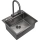 Milacio Мойка кухонная Denia 57 Steel со смесителем вороненая сталь
