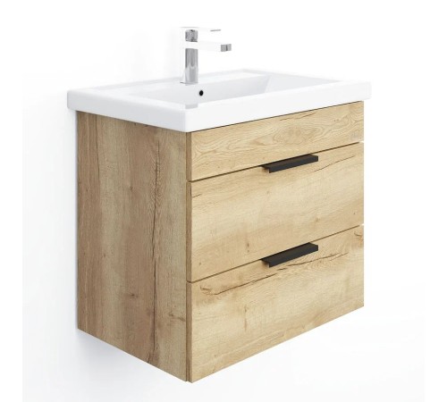 Тумба подвесная "Легран 60" , дуб галифакс с умывальником "Фостер 60"