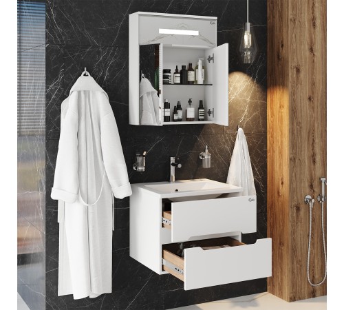 Шкаф-зеркало Onika Сигма 60 белый, c LED подсветкой