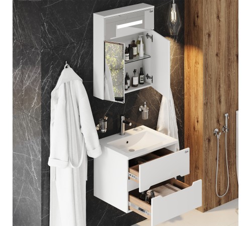 Шкаф-зеркало Onika Сигма 60 белый, c LED подсветкой