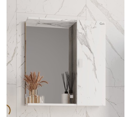 Шкаф-зеркало Onika Марбл 65 мрамор/камень бетонный, универсальный