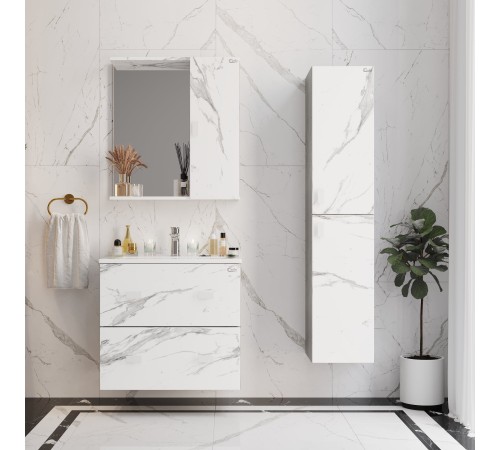 Шкаф-зеркало Onika Марбл 65 мрамор/камень бетонный, универсальный