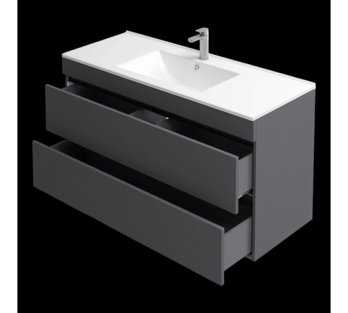 Подстолье подвесное Holler "Aura-100" (графит) с подсветкой 2 ящика 1012х580х450 с раковиной