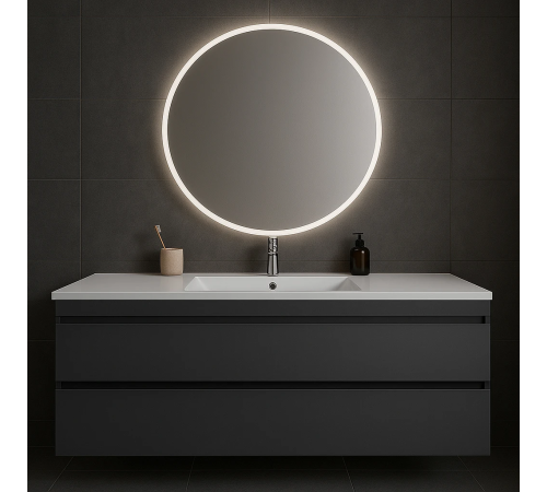 Подстолье подвесное Holler "Aura-100" (графит) с подсветкой 2 ящика 1012х580х450 с раковиной