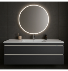 Подстолье подвесное Holler "Aura-100" (графит) с подсветкой 2 ящика 1012х580х450 с раковиной