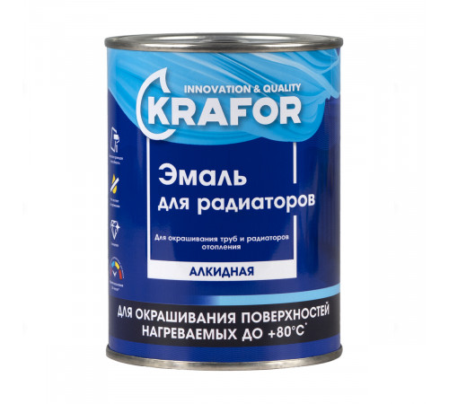 Эмаль для радиаторов и отопления белая 0,9кг КРАФОР Эмаль для радиаторов и отопления белая 0,9кг КРАФОР
