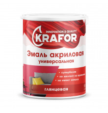 Эмаль акриловая глянец. супербелая 1 кг (4) "KRAFOR"