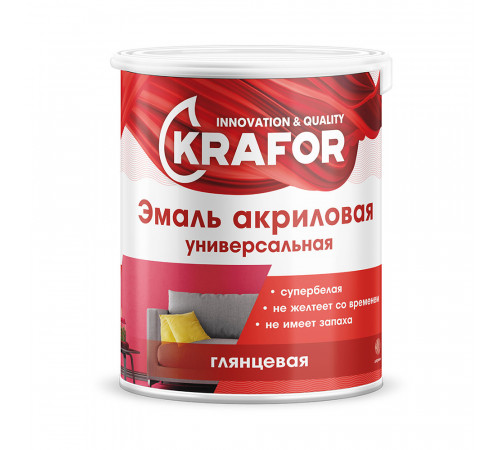 Эмаль акриловая глянец. супербелая 3 кг (1) "KRAFOR"