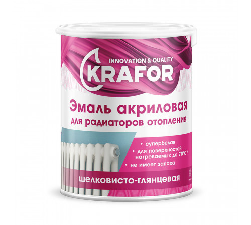 Эмаль акриловая для радиаторов супербелая 3 кг (1) "KRAFOR"