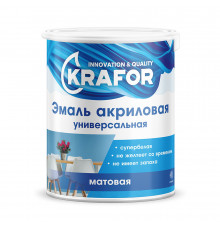 Эмаль акриловая матов. супербелая 1кг (4) "KRAFOR"