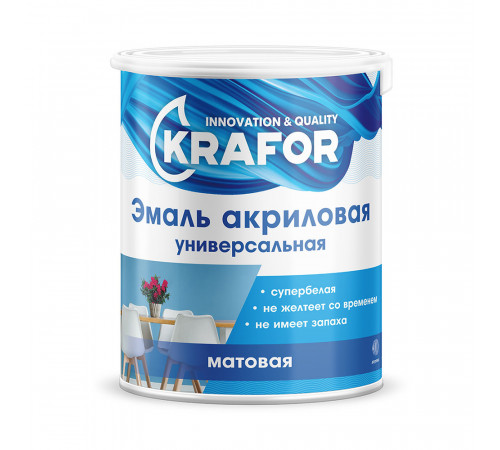 Эмаль акриловая матов. супербелая 3 кг (1) "KRAFOR"