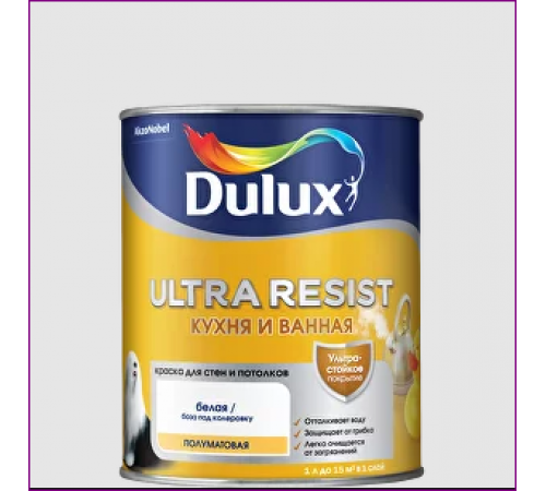 Краска Dulux воднодисперсионная Ultra Resist Kitchen&Bathroom для кухни и ванной БазаBW полумат 2,5л