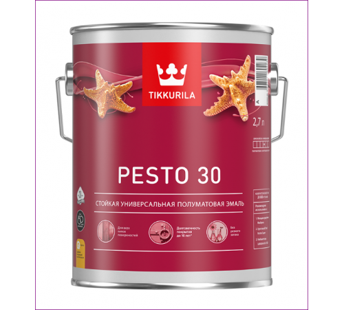 Эмаль Tikkurila алкидная Euro Pesto 30 База А полуматовая 2,7 л